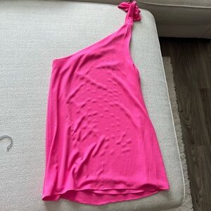 pink one shoulder dress